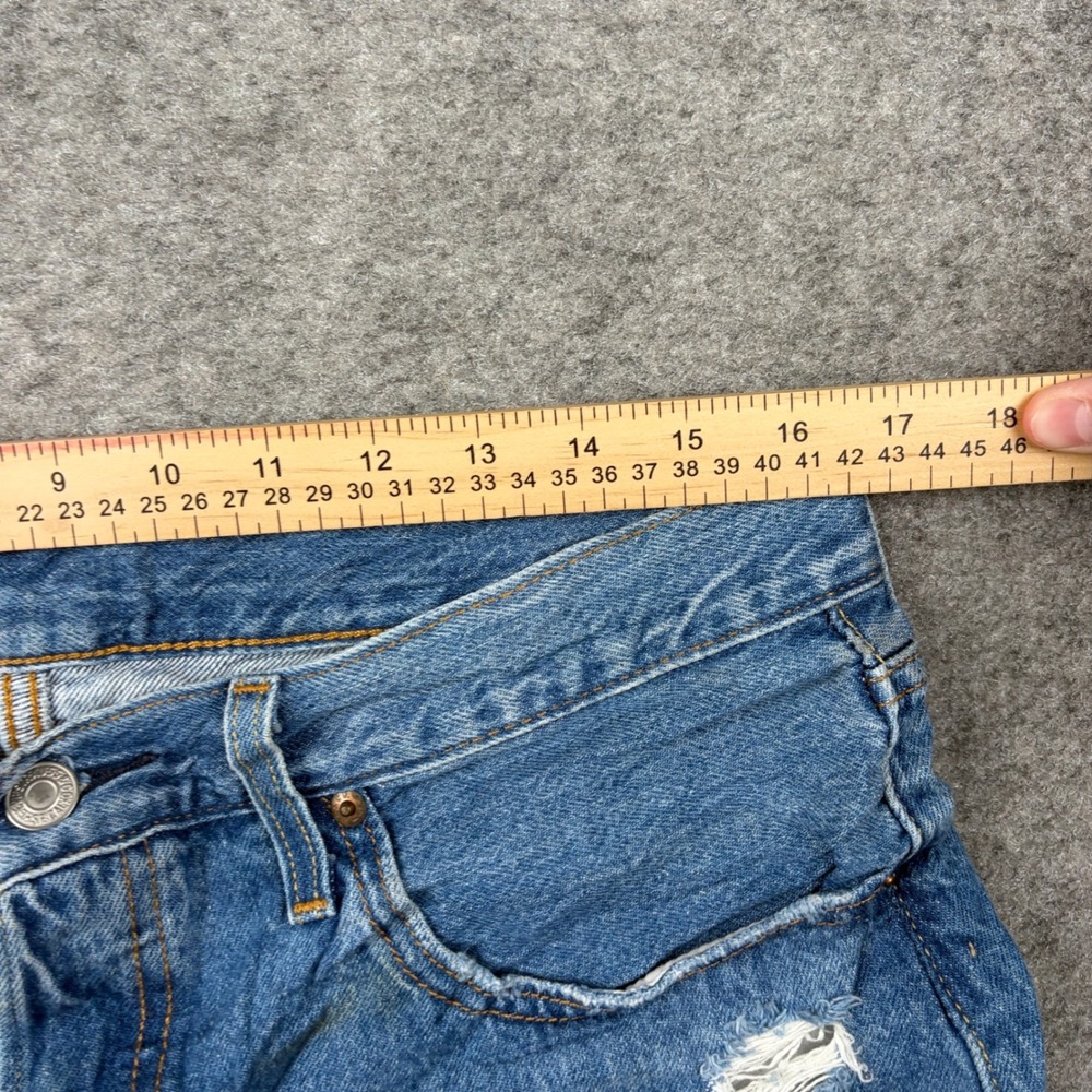 Levis 501 Shorts Women 32 Blue Distressed Cut Off Denim Button Fly - Picture 12 of 16